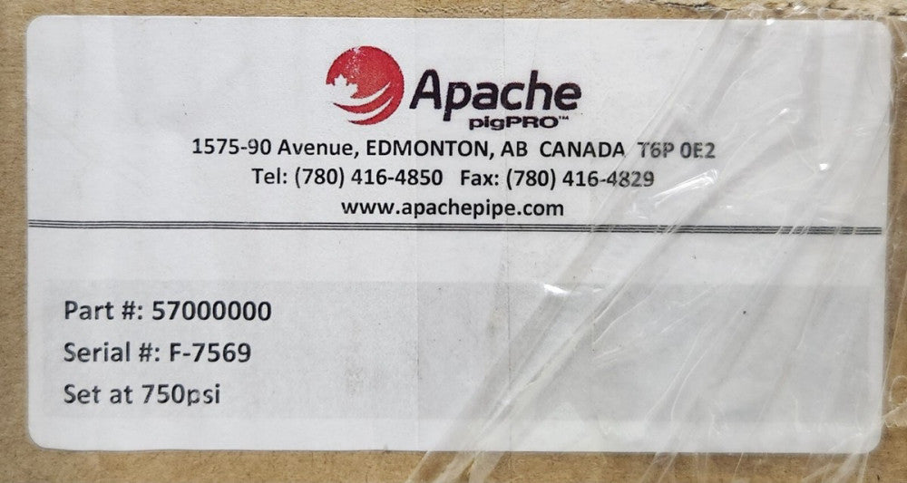 APACHE 57 0000 00 PIG PRO M.O.P 750 PSI 7.5" Install Height W.T. .280"