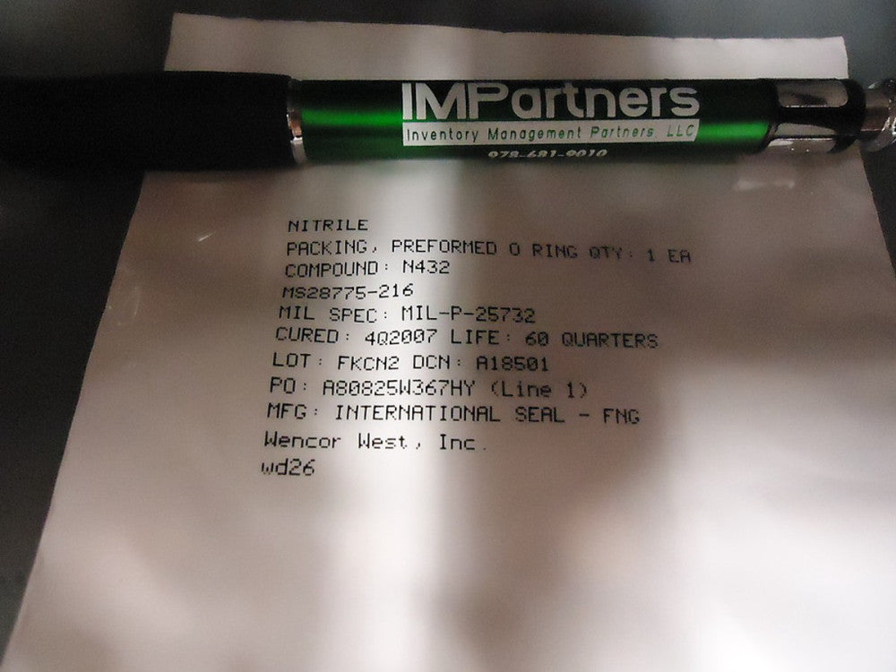 International Seal MS28775-216 O-ring. Brand New! 11 Pieces!