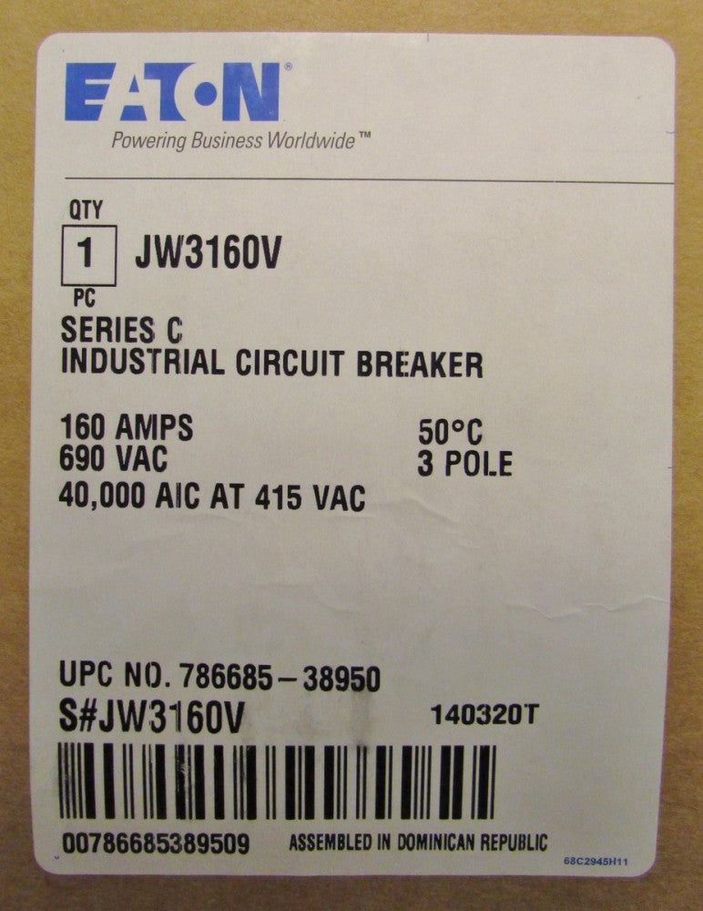 EATON CUTLER HAMMER JW3160V Type JW 50° Circuit Breaker 3 Pole 125-160 Amp