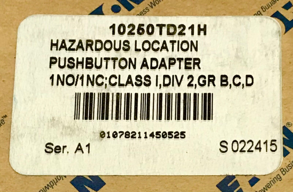 EATON CUTLER HAMMER 10250TD21H Hazardous Location Pushbutton Adapter 1 NO 1 NC