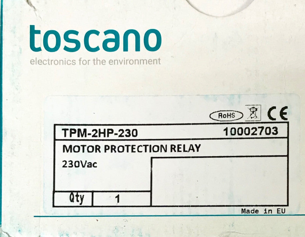 TOSCANO TPM 2HP 230 Motor Protection Relay Protection Relay 2HP 230 VAC TPM-2HP