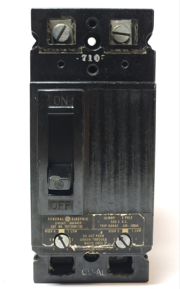 GE TEF126M1100 2 Pole 100 AMP Type TEF TRIP Adjust Circuit Breaker Range 400-100