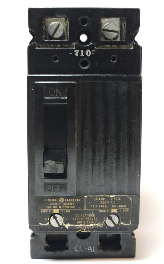 GE TEF126M1100 2 Pole 100 AMP Type TEF TRIP Adjust Circuit Breaker Range 400-100