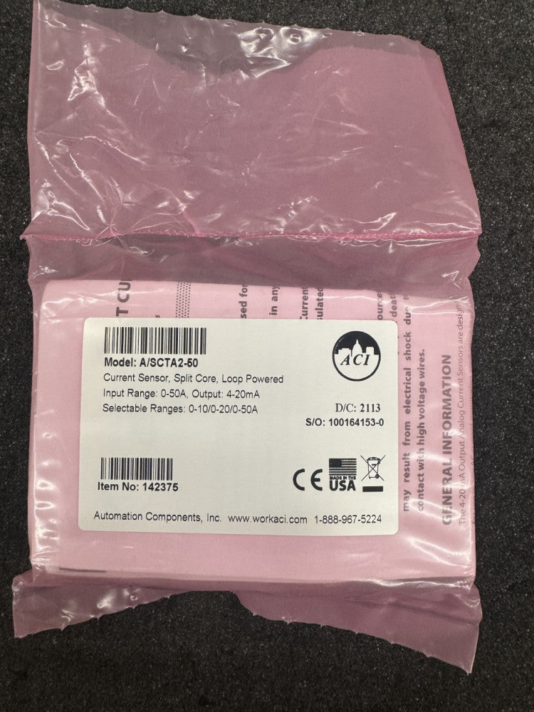 New, Automation Components, A/SCTA2-50, CURRENT SENSOR 10A, 20A, 50A 