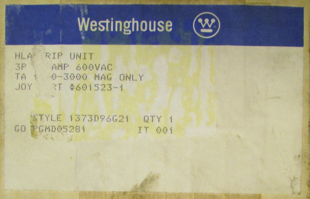 WESTINGHOUSE LA HLA Mag Only 1500-3000 Trip Unit 1373D96G21