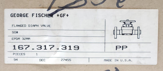GF GEORGE FISCHER 167 317 319 Flanged Diaphragm Valve EDPM 32mm TYP 315 d32 DN25