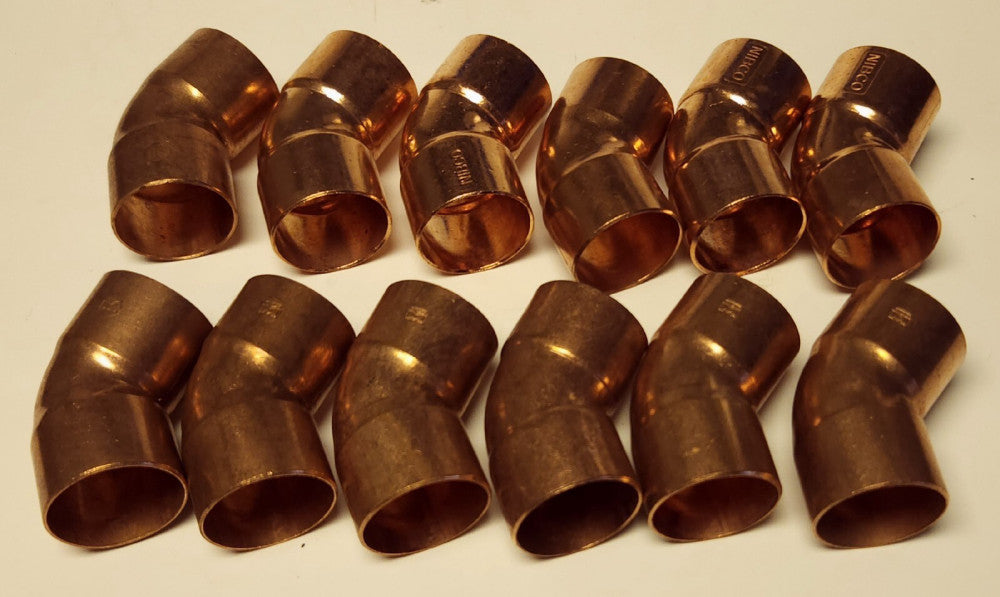 LOT OF 12 MUELLER NIBCO Copper CU 45° Elbow 45 1 1/2" 1.5 Inch 45 Degree