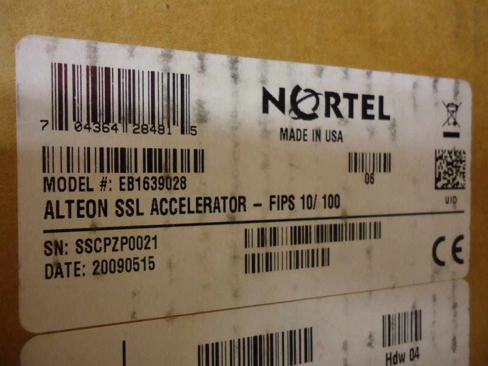 EB1639028 NORTEL NETWORKS ALTEON SSL ACCELERATOR - FIPS 10/100 BRAND NEW!