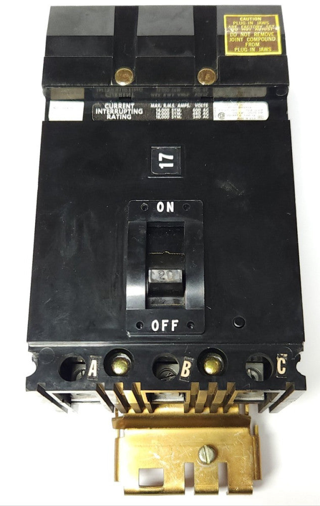 SQUARE D FA36020 3 Pole 20 AMP Type FA I Line Circuit Breaker