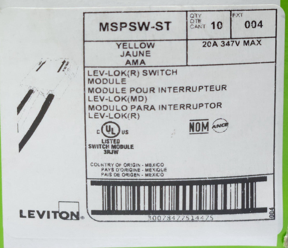 BOX OF 10 LEVITON MSPSW ST LEV-LOK R Switch Module WIRING Device 20 AMP 347 VAC