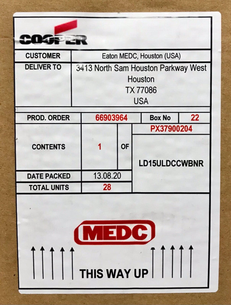 EATON COOPER MEDC LD15ULDCCWBNR Type LD15 LED Strobe Light Hazardous Location 