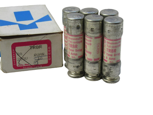 (NEW - Box of 6) SHAWMUT TR8R 8 Amp Tri-Onics Fuse