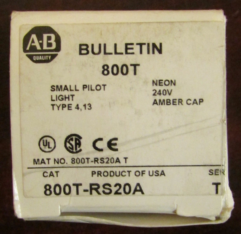 ALLEN BRADLEY Amber Lens Small  Neon Pilot Light 240V 800T RS20A