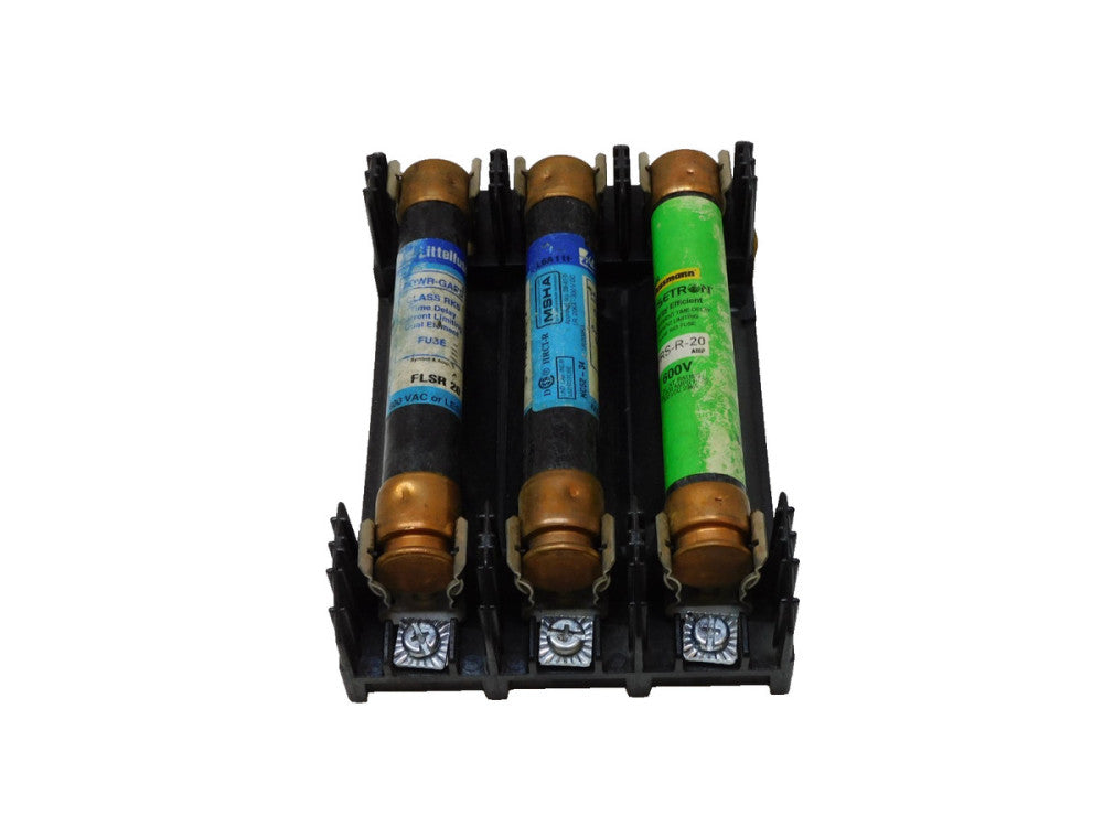 Buss R60030-3PR 600V 30A Fuse Holder W/ Fuses FLSR-20 & FRS-R-20