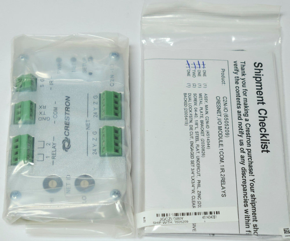 CRESTRON C2N IO CRESNET I/O Module 1 COM 1 IR 2 Relays 6505209 C2N-IO