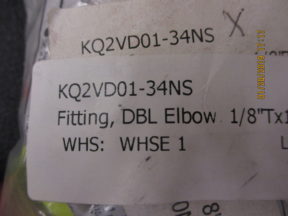 KQ2VD01-34S SMC FITTING, DBL UNIVERSAL M*LQA BRAND NEW! LOT OF 2