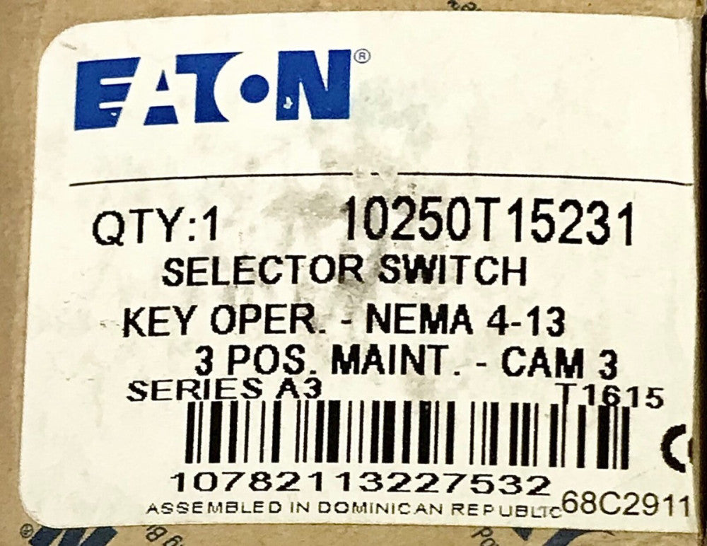 EATON CUTLER HAMMER 10250T15231 Maintained Selector Switch 3 Position Keyed