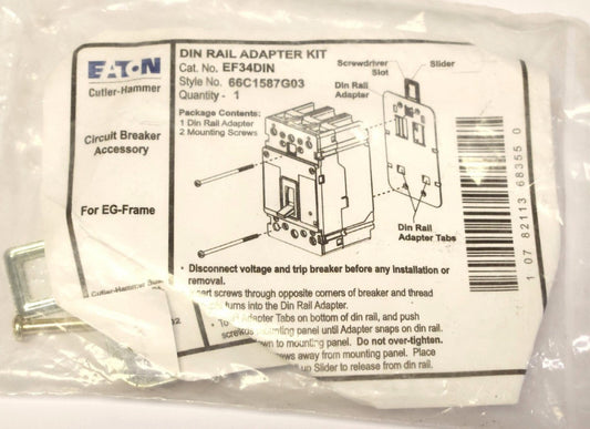EATON CUTLER HAMMER EF34DIN Type EGS EGH HMCPE EGB  Breaker DIN Rail Mount Plate