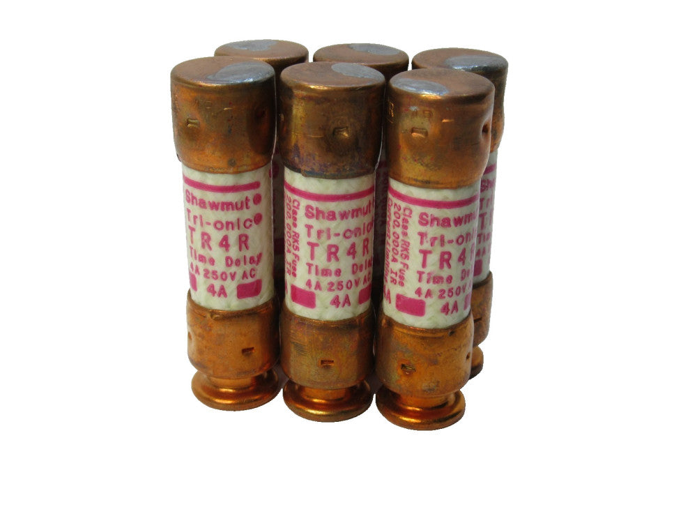 (NEW - Lot of 6) GOULD SHAWMUT TR4R 4 A Amp Tri-Onic Fuse