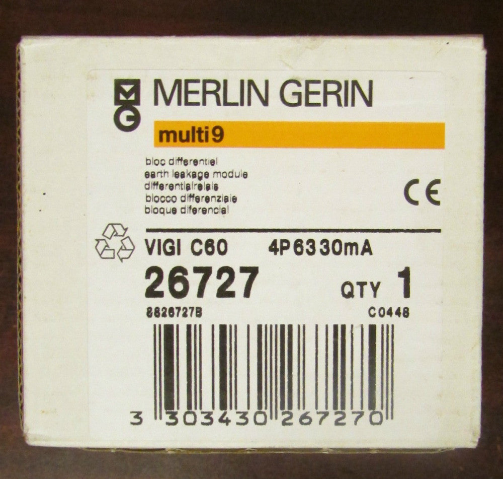 MERLIN GERIN Vigi C60 4P6330MA Multi 9 26727 Earth Leakage Module