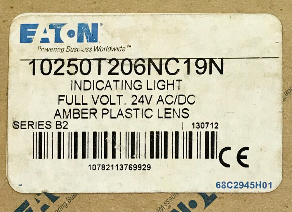 EATON CUTLER HAMMER 10250T206NC19N 24 VAC VDC Amber Indicating Light Pilot Light