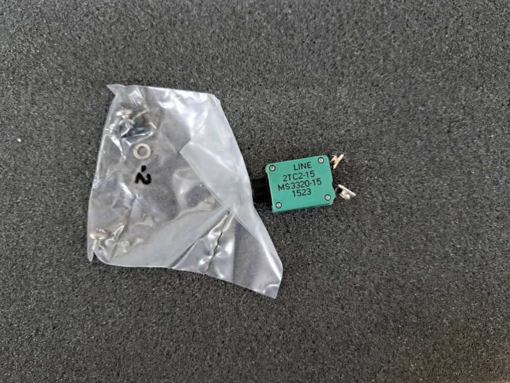 New, Sensata, 2TC2-15, 15 AMP CIRCUIT BREAKER W/ WASHER AND SCREWS