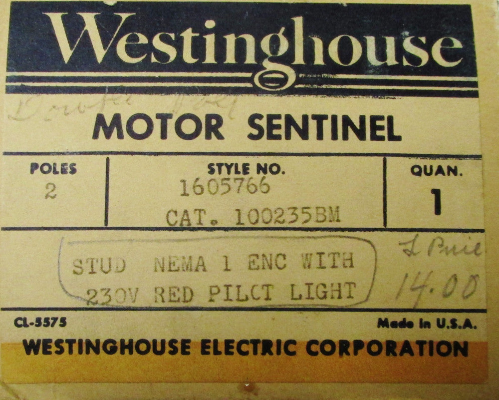 WESTINGHOUSE 100235BM Motor Sentinel Manual Starter 1605766