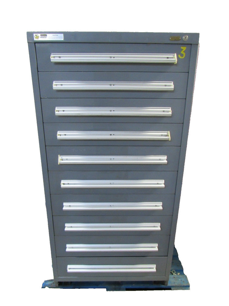 Stanley Vidmar 10 Drawer Tool Storage Cabinet 30" W 27-1/2" D 59" H **No Key