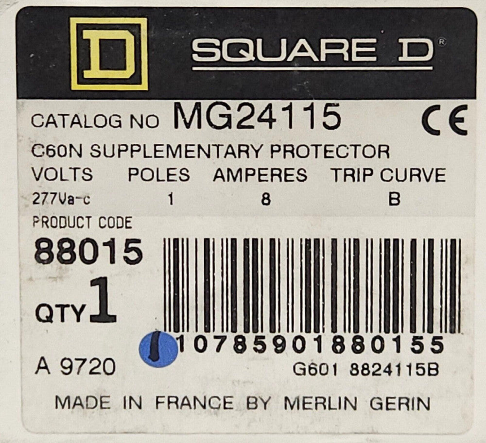 SQUARE D MG24115 Single Pole 8 AMP Miniature Circuit Breaker