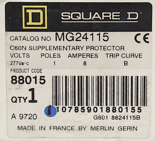 SQUARE D MG24115 Single Pole 8 AMP Miniature Circuit Breaker