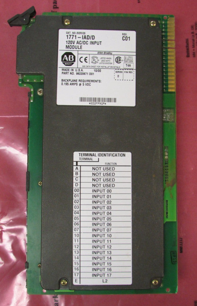 ALLEN BRADLEY 1771 IAD Series D Rev C01 120V AC Input Module