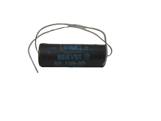 CDE Cornell Dubilier BR 100-50 100mfd 50wvdc Blue Beaver Type Capacitor (New)