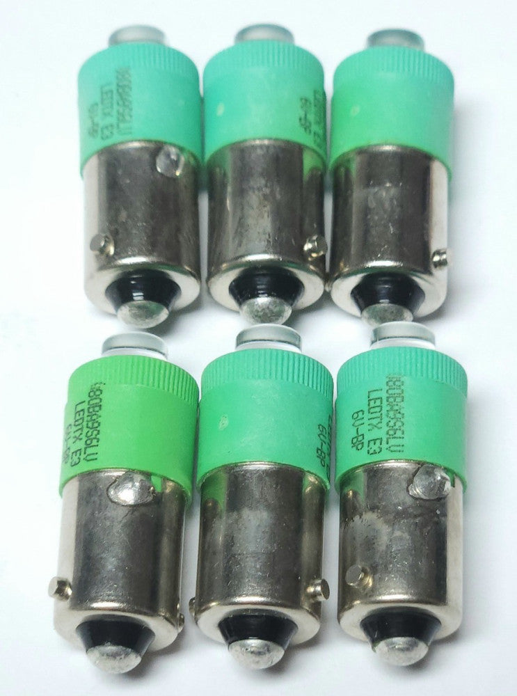 LOT OF 6 GENERAL ELECTRIC 080BA9S6LV GREEN 6 Volt LED Lamp Bulb LEDTX E3 6V 6P