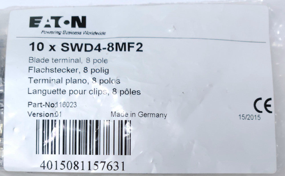 BAG OF 10 EATON SWD4 8MF2 8 Pole Blade Terminal Plug 16023 116023