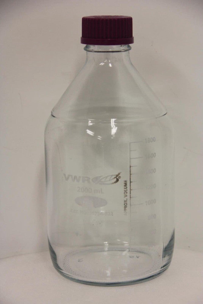 Lot of 4 VWR 10754-822 89000-242 2000mL Media Storage Bottles with GL45 Caps