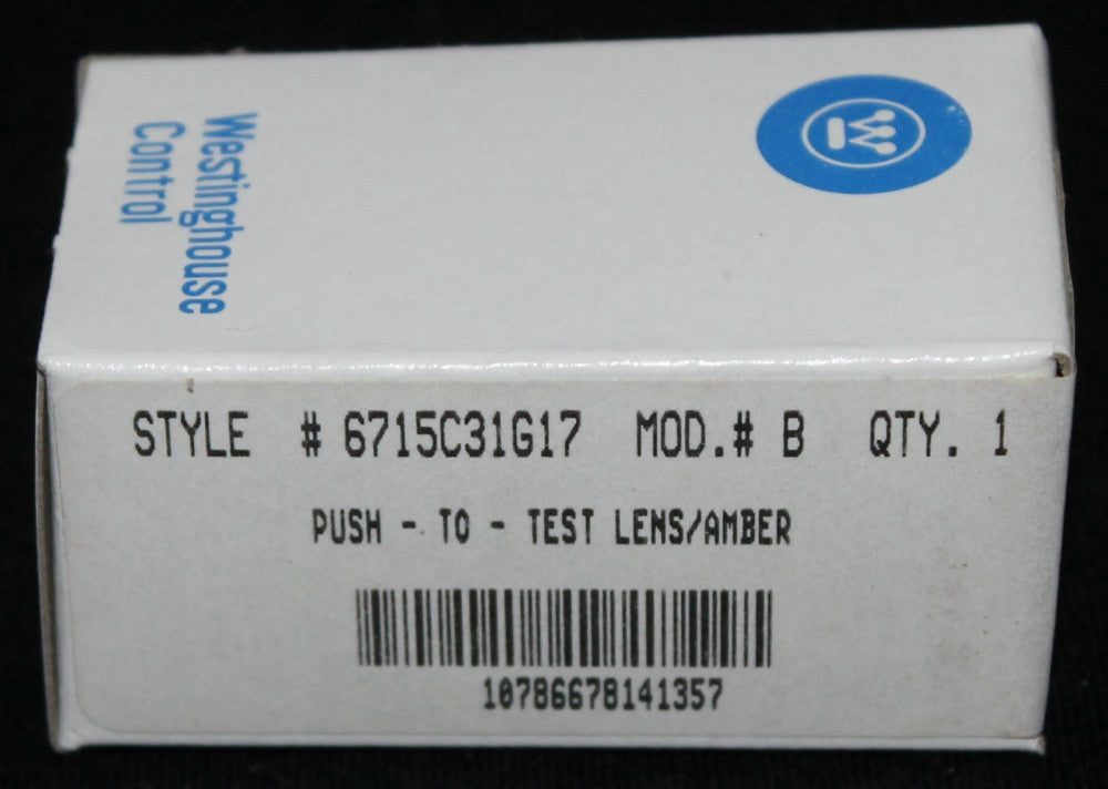WESTINGHOUSE PB1VPA Small Amber Lens Pilot Light Cap CTSAS 6715C31G17
