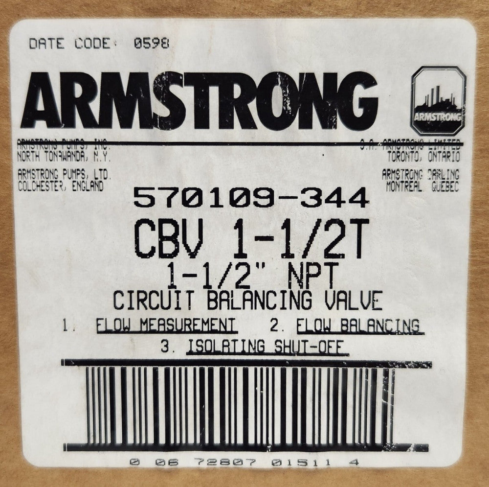ARMSTRONG 570109 344 CBV 1-1/2T NPT Circuit Balancing Valve