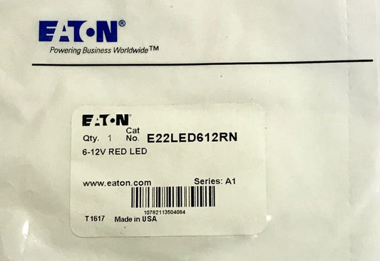 EATON CUTLER HAMMER E22LED612RN 6-12V RED LED E22 E34 10250T Pilot Light Lamp