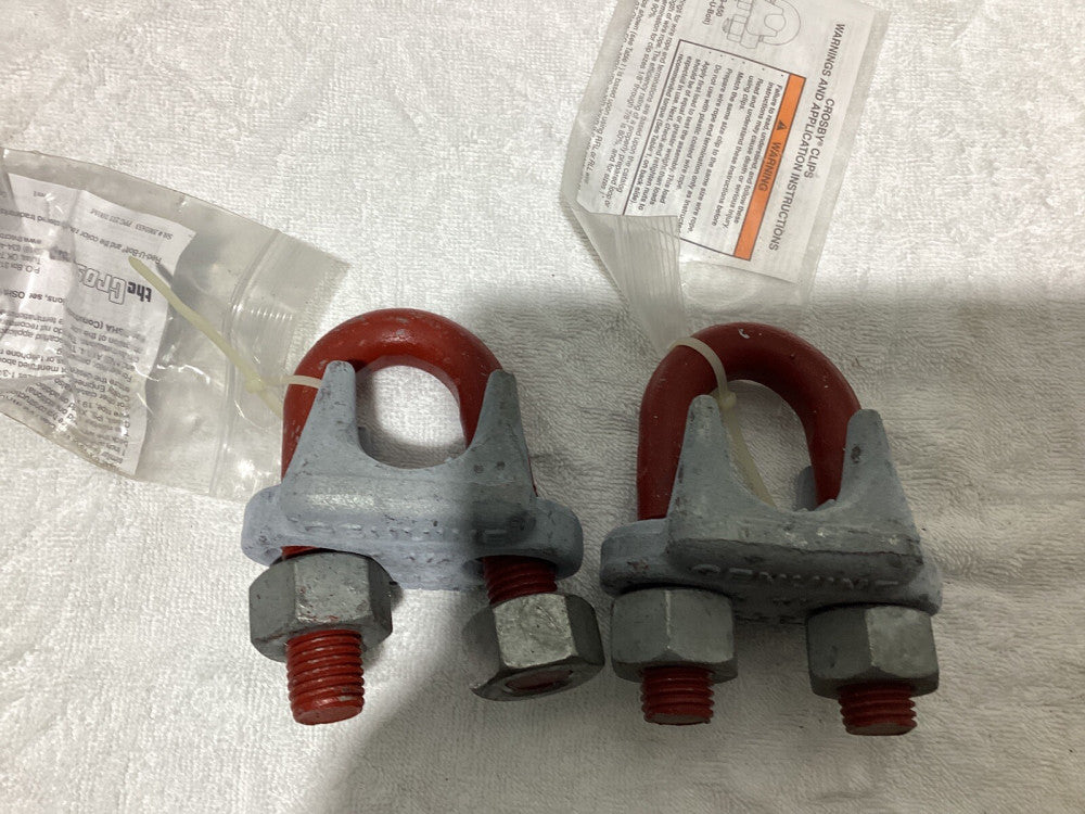 Genuine Crosby 1 -1/4”  Wire Rope Cable Clamp. Lot Of 2. (G-450 Red U bolt)