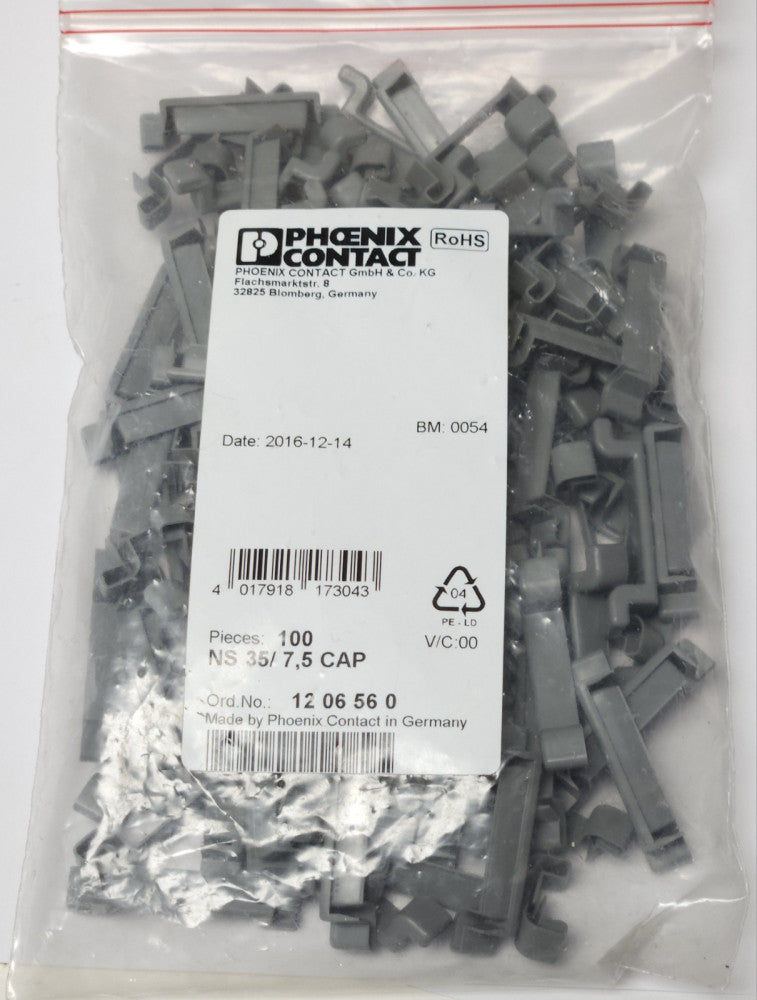BAG OF 100 PHOENIX CONTACT NS 35/7.5 CAP DIN RAIL Protective End Cap NS 35 7.5 C