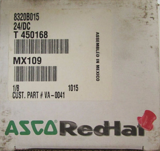 ASCO 8320B015 24 VDC Red Hat Solenoid Control Valve