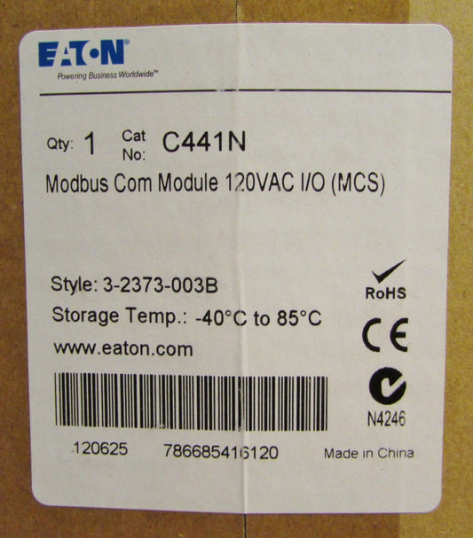 EATON CUTLER HAMMER C441N Modbus Communication Module 120VAC I/O MCS 3 2373 003B