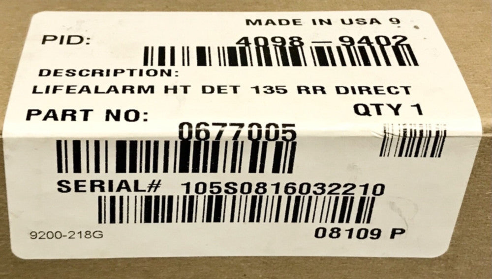 SIMPLEX 0677005 LIFE ALARM Heat Detector 135 RR DIRECT 4098 9402