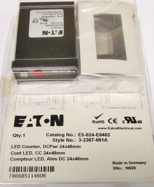 EATON CUTLER HAMMER E5 024 E0402 LED Counter Panel Meter 3 2307 001A