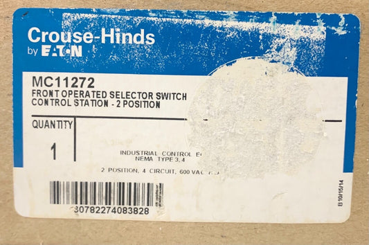 EATON CROUSE HINDS MC11272 Front Operated  Selector Switch 2 Position Raintight