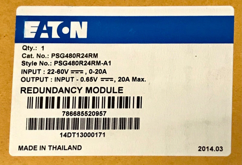 EATON CUTLER HAMMER PSG480R24RM Redundancy Module Power Supply Input 22-60 VDC 
