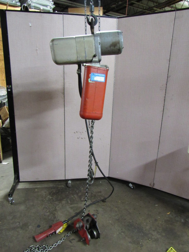 COFFING ELECTRIC CHAIN HOIST JF863-1T 1/4 T TON 230/460V 3PH 124"DROP W/ TROLLEY
