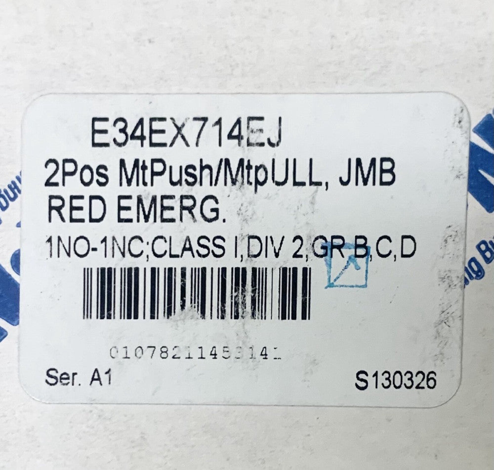 EATON CUTLER HAMMER E34EX714EJ 2 Position Jumbo Red Emergency STOP 10250TD2