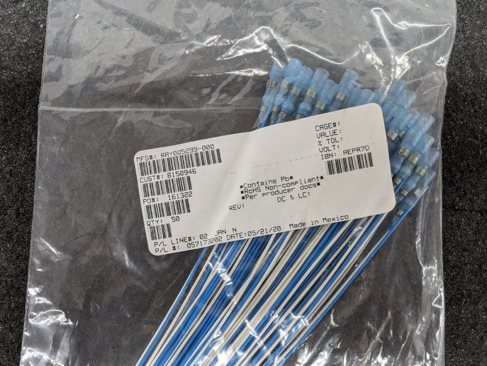 New, TE Connectivity, 005299-000, SLDR SLEEVE WIRE-PIN 0.175" BLU - Lot of 5pcs