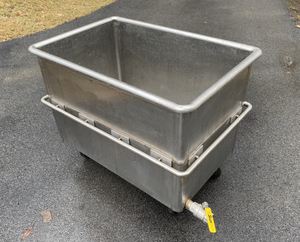 Heavy Duty Stainless Steel Meat Brine Dough Transport Cart Tub Tank Vat w/ Drain